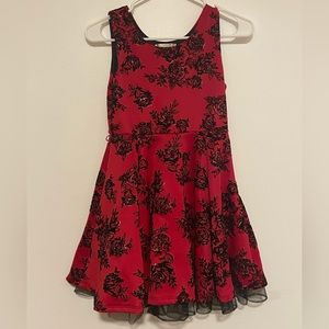 Kids Red and Black floral holiday dress